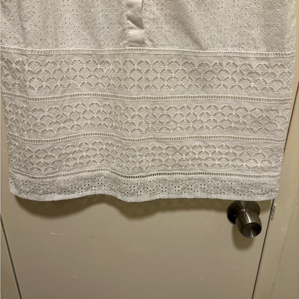 Loft Lace-Up Split-Joint Sleeveless Shift Dress Women's Petite Size 14 White - Picture 3 of 13